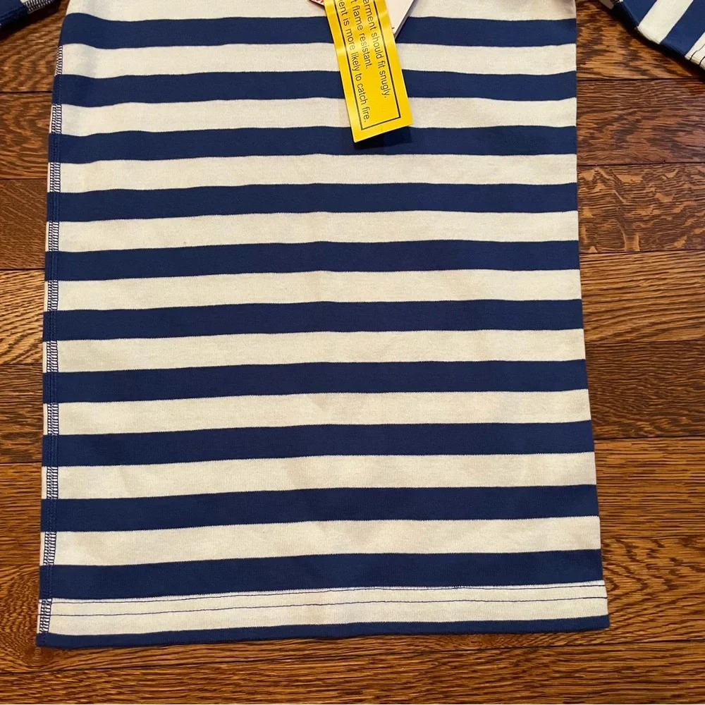 NWT Hanna Andersson Organic Cotton Blue & White Striped Short Sleeve Pajamas Top - Picture 2 of 5